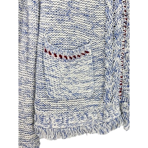 Angels of the North Woman's Small Two-Toned marbled blue white Woven Blazer - Picture 5 of 15